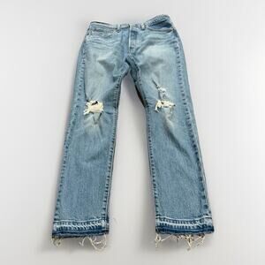 Levis 501 Mens Big E Blue Denim Levi Strauss Distressed Pants Size 34x30